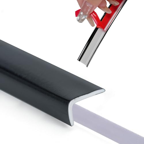 YEFANXI Peel and Stick Vinyl Corner Trim 20FT L-Shape Tile Outside Corner Molding Vinyl Trim Tile Exterior Moulding Trim Edges Furniture Decoration 0.49IN*0.29IN Black