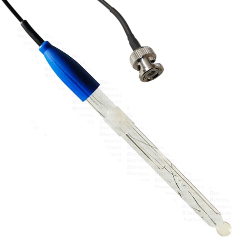 Image of Bionexis Glass Ph Electrode Probe | Range: 0-14 Ph | BNC Connector | 0-90C Operating Temperature | 12X120Mm | 1M Cable (BNPE001), Silver, Blue