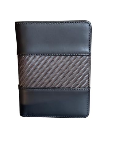 Law Enforcement Badge Wallet, All Leather, Fits Any Shape Badge with Pin Back, Carbon Black Leather Accent