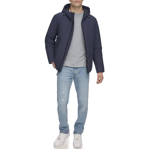 DKNY Mens Mid Weight Zip Front Hooded Softshell Jacket