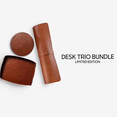 Image of DailyObjects Turf Desk Mat Trio Bundle | Turf Vegan Tray | Orb Mouse Pad - Limited Edition | Work from Home /Office /Gaming | Premium Vegan Leather | Anti-Skid | Anti-Slip | Reversible | 85 * 45 cm |Tan