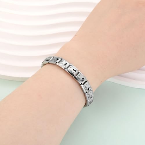 Hoomall Custom Italian Charms Links with Text Personalized Sliver Charm Link Jewelry 10mm*9mm Italian Charm Bracelet Link Custom Bracelet Gift4