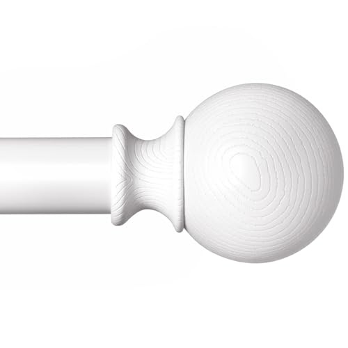 BRIOFOX White Curtain Rods for Windows 48 to 84 Inch(4-7.33ft) - 1'' Diameter Heavy Duty Curtain Rods with Imitation Wood Grain Pattern Finials,Adjustable Decorative Curtain Rods Sets,28-88''