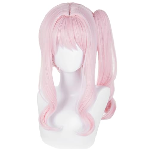Image of LABEAUTE Pink Ponytail Cosplay Wig Anime Twin Tails Wig Heat Resistant Synthetic Hair with Wig Cap for Halloween Costume Comic Con Party Women Girls