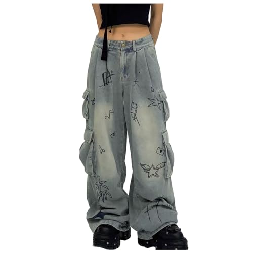 Jean baggy femme taille haute et coupe large droite y2k