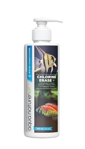 Image of AquaNature Chlorine Erase + Water Conditioner Concentrated Chlorine Remover +Vitamin B&C for Freshwater Aquarium (500ml)