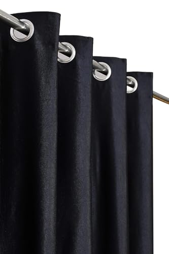 Image of Curtains 9 Feet Long for Living Room - Long Door Curtains Set 1 Pcs Panel, Solid Parda for Home Decor & Office Black Colour 9 feet (48 x 108 Inch) - 2 Pcs