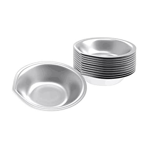 ZHOUSTOU 12pcs Professional Paint Mixing Tray Round Makeup Mixing Palette with Mouth Stainless Steel Round Palette for Watercolours Oil Water Paint Cover
