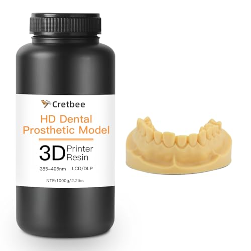 Cretbee Modelo de ortodoncia dental, resina de impresora 3D, alta precisión y baja contracción, superficie lisa, para formas dentales ortodónticas, modelo de implante dental (amarillo marrón)