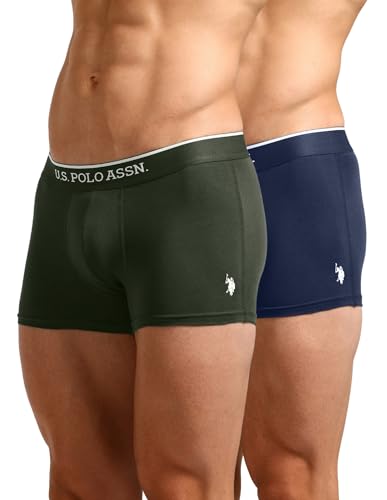 Image of U.S. Polo ASSN. Mens ET004 Anti Microbial Cotton Stretch Essential Underwear Trunk -Pack of 2
