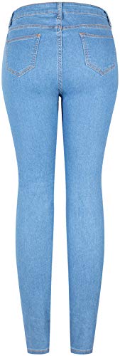 BodiLove Women's High Waist Rise 5 Pockets Skinny Comfy Jeans Zip Button Closure 597c Light Blue 12