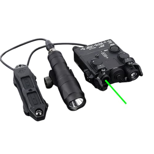 Nylon DL-A2 Box Aiming Laser Sights(with Green Laser+IR Laser+Flashlight&Mount),& M300A Strong LED Flashlight,& Modular Dual Wire Remote Pressure Switch(SF+2.5 Plug) Combo,Black