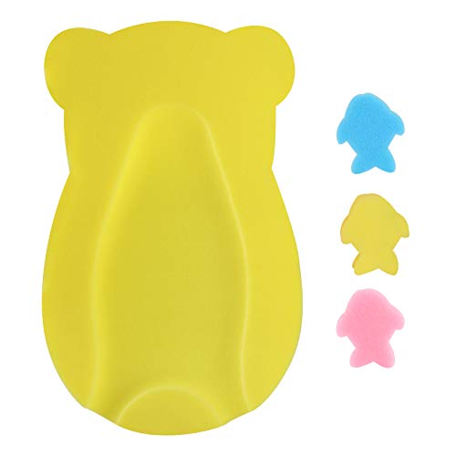 KECUCO Baby Bath Sponge Mat, Newborn Skid Proof Bath Sponge Pad, Newborn Baby Bath beds and Pillows, Baby Bath Cushion Accessories(YELLOW-STYLE03)