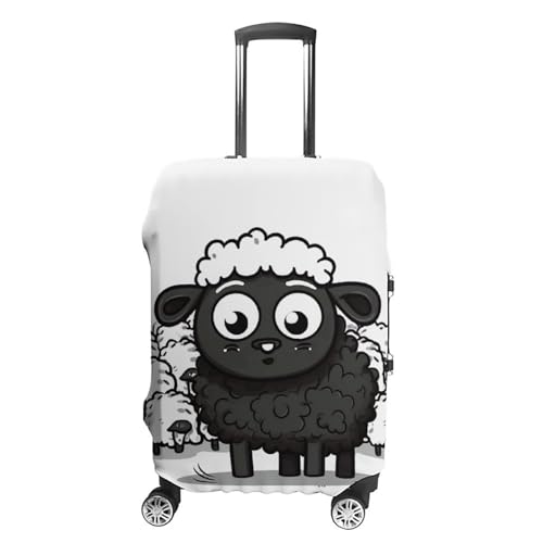 Cartoon Black White Sheep Printed Luggage Cover Protector, Fits 18-32 Inch Luggage