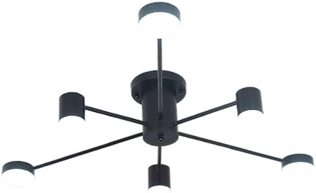 Plafonnier semi-encastré noir à 6 lampes LED pour une chambre moderne