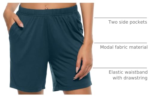 Image of JINSHI Womens Pajama Shorts Soft Comfortable Lightweight Elastic Drawstring Modal Pajama Bottoms Lounge Shorts with Pockets