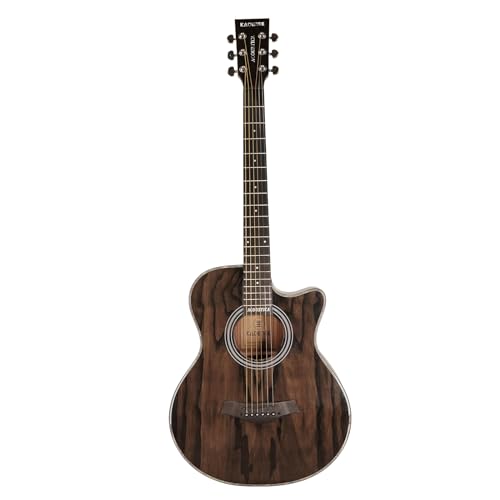 Image of Kadence A06-BK Acoustica 40 inch Acoustic Guitar | Grand Auditorium Cutaway | Ash Wood | Comes with Bag | Includes Learning Course | Black
