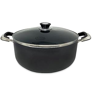 Alpine Cuisine 18 Quart Non-stick Stock Pot with Tempered Glass Lid and Carrying Handles, Multi-Purpose Cookware Aluminum Dutch Oven for Braising, Boiling, Stewing