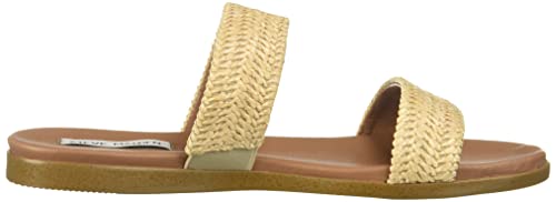 Steve Madden womens Dual Flat Sandal, Natural Raffia, 8 US