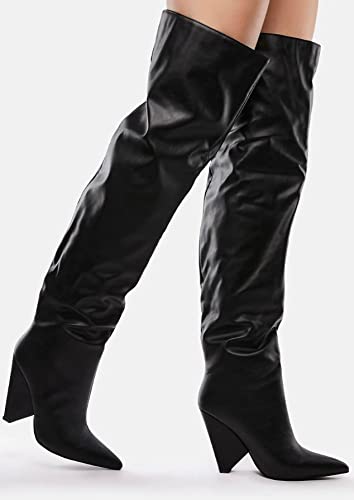 Liliana Women's Over The Knee Thigh High Wedge Heel Boots4