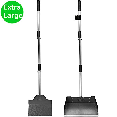 Upgraded Dog Pooper Scooper for Large Dogs, Adjustable Long Handle Metal Tray