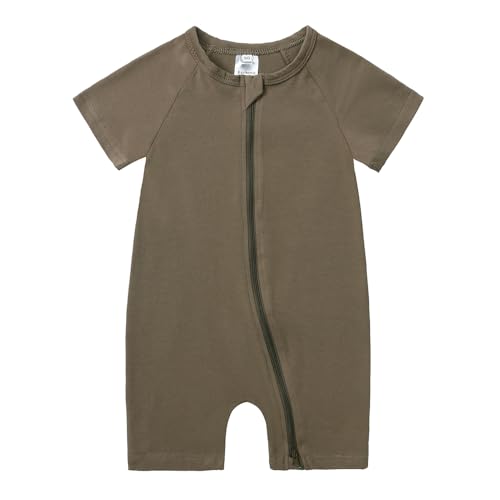 Image of JunNeng Baby Boy Girl 2Pcs Rompers Short Sleeve Sleeper Infant Cotton 2-way Zippers Comfy Summer Jumpsuit