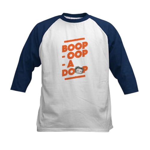 CafePress Betty BOOP OOP A Doop Kids Baseball T Shirt Kids Cotton Baseball Jersey, 3/4 Raglan Sleeve Shirt Navy/White