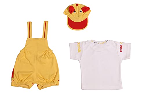 Image of Baby Boy's And Baby Girl's Dungaree Set /Romper Set with T-Shirt And Cap