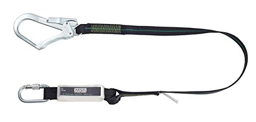 MSA Longe avec absorbeur du0092énergie sangle 1,5m long longe simple mousqueton à vis en acier Manucroche en acier EN 355