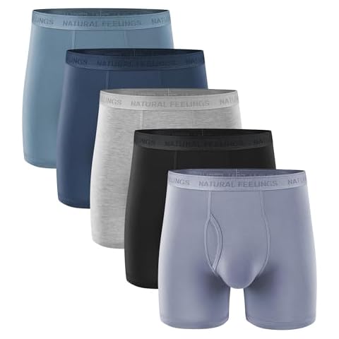 Natural Feelings Men's Underwear Viscose from Bamboo Boxer Briefs Underwear Pack for Men, Blue Multi, Large Cover