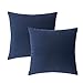 Longhui bedding Linen Blend Throw Pillow Cover, Navy Blue 18” x 18” Decorative Pillows, Set of 2, Zippered Square Sofa Couch Bed Cushion Pillowcases