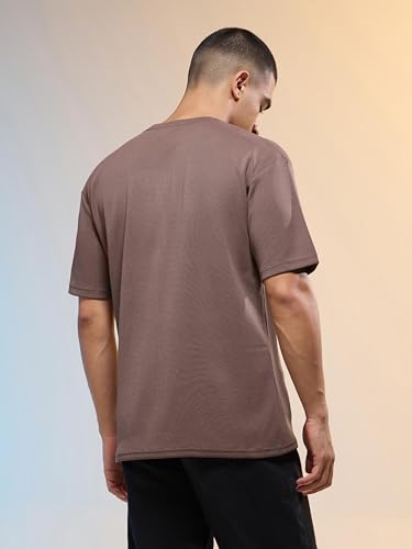 Image of TECHNOSPORT Men Printed Oversized Round Neck T-Shirt with COTFLEX, Dry Fit Sports Tee, Oversized Activewear T-Shirt for Gym, Running, Sports & Casual Wear