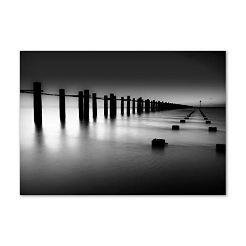 Fond de hotte en verre 100x70 paysage pour une cuisine moderne noire et blanche