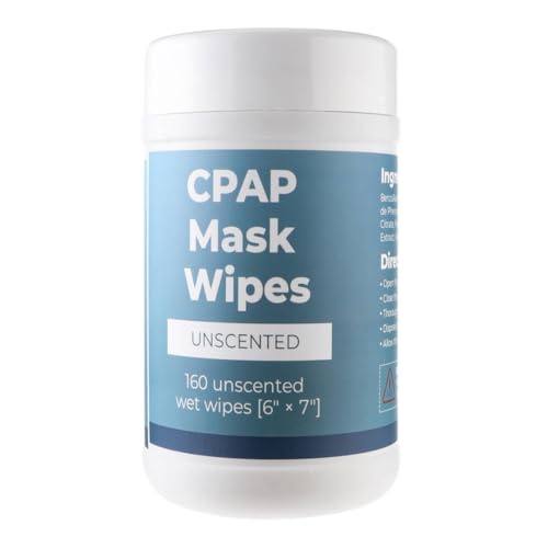 CPAP Mask Wipes Unscented Canister Cleaning Wipes 160 Count Alcohol Free CPAP Cleaner for Nasal Mask Cushion and Devices