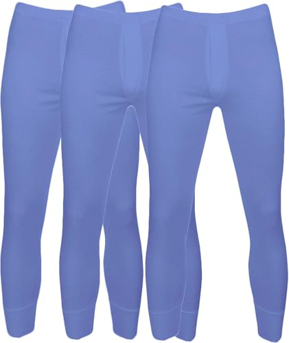 Pack of 3 Men's Extreme Hot Thermal Underwear Long John Brushed Inside Free Post Size S-XXL (Small, Blue)