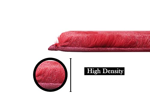 Image of Luxe Home Rabbit Fur Soild Bath Mat Super Soft, Anti-Slip, Washable, Rectangle, for Bathroom Door Mate, Bedroom Door Mats (Maroon, 45x75 cm)