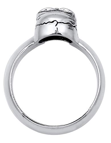 kuzzoi Solid 925 Sterling Silver Men's Silver Ring, Skull Rings for Men, Black Oxidized, 06016629193