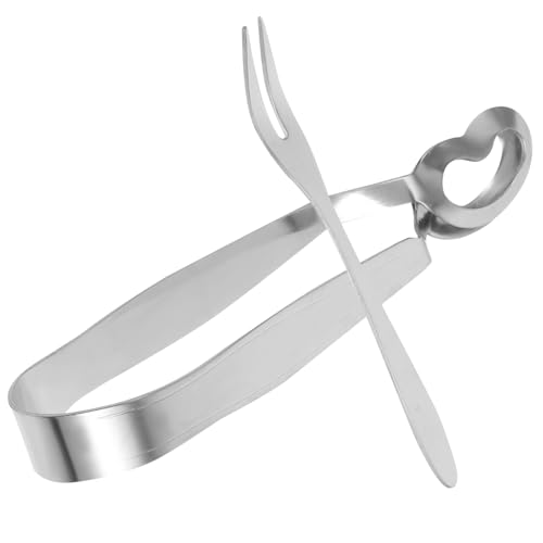 VALICLUD Pinzas para Caracoles de Acero Inoxidable de Tenedor y Pinza para Mariscos Resistente al Calor Herramientas Prácticas para Restaurante y Hogar
