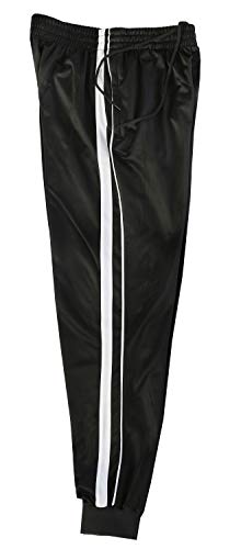 Gioberti Mens Athletic Track Pants With Ribbed Cuffs, Black/White, X Large #TOP1