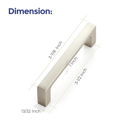 Image of Ravinte 5 Pack Solid 3-1 /2 Inch Kitchen Square Cabinet Handles Brushed Nickel Pulls Drawer Pulls Cabinet Hardware Kitchen Handles