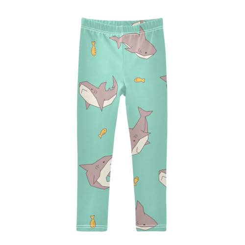 Shark Cute Girls Leggings,Workout Leggings for Girls Toddler Athletic Legging Size for 3-10T