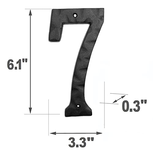 Image of NACH House Numbers for Outside, 6 inch Black Address Numbers for House - Number 7 - Rustic Numbers for Outside with Mounting Hardware