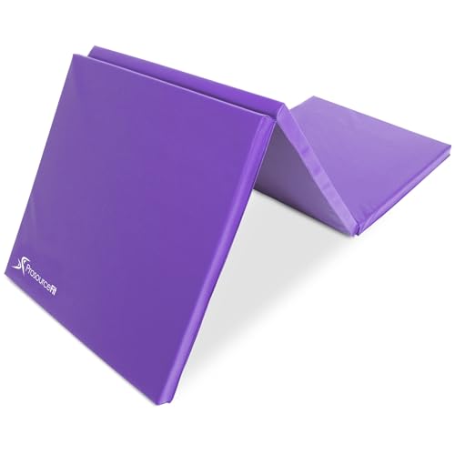 ProsourceFit Tri-Fold Folding Thick Exercise Mat 6'x2' with Carrying Handles for MMA, Gymnastics, Stretching, Core Workouts, Purple by ProsourceFit - Used condition - US$36.85