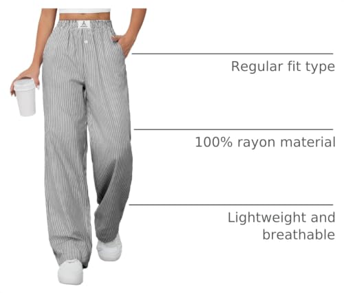 Image of ANRABESS Womens Gingham Striped Boxer Pants | 2026 Fall Outfits,Wide Leg Elastic Waist with Pockets,Casual Lounge Pajama Bottoms,Lightweight Breathable,Fashion Clothing
