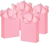 Jutieuo 10 Pack Luxury Pink Gift Bags Large Size with Tissue Paper, Premium Paper Gift Wrap Bags with Handles for Birthday, Wedding, Holiday, Party - 13