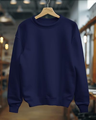 Image of Men's Crew Neck Sweatshirt Full Sleeve Regular Fit Soft Cotton Blend Casual Pullover for Everyday Wear