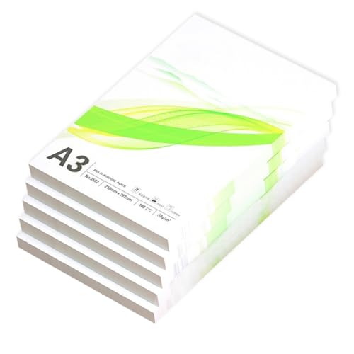 Copia De Papel De Impresora Oficina De Papel Papel-100 Hojas Por Paquete,95 Brillo Para Impresión Nítida,Láser Y Inyección De Tinta Compatible Para Oficina Casa,A3-80GSM,5 Paquete (100 Hojas/paquete)