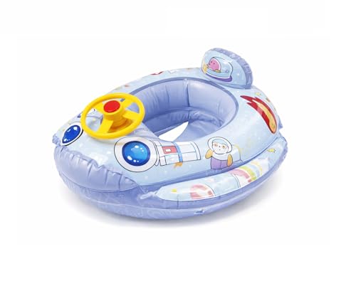 Image of Inflatable Kiddie Float | Water Baby Floater for Kids| Safe Anti-flip Diaper Style Swim Tube Rider| Swim Pool Tube for Toddlers|Multicolor Cute Swimming Pool Safety Seat (Space Ship)
