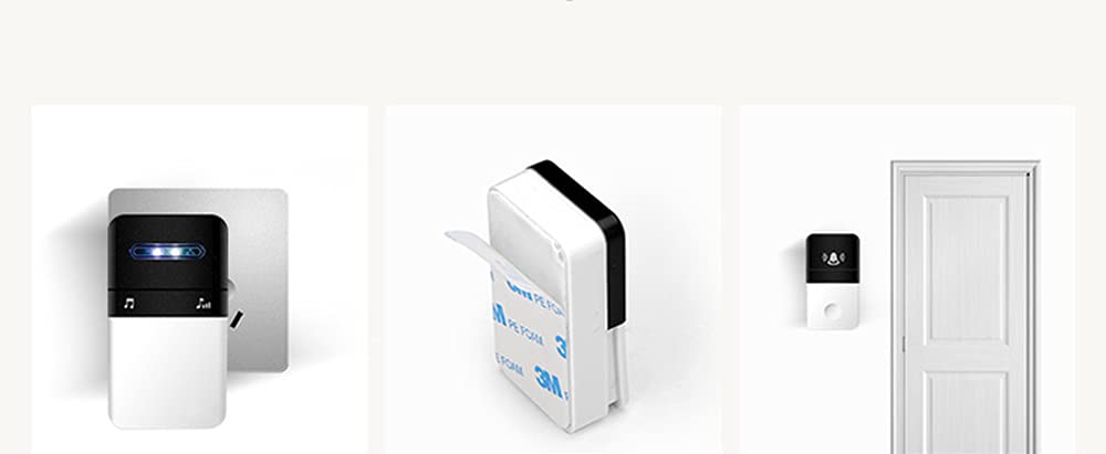 Timbre InaláMbrico Kit De Timbre De Puerta Inalámbrico Enchufable De Pared a Prueba De Agua IP47 con Alcance De 80 M 38 Timbres De Volumen De 4 Niveles Y Luz LED Blanca Adecuado para Viviendas