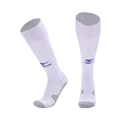 OJBKGRTS Men's football socks, knee high running pressure socks, training sports performance socks (US, Alpha, Medium, Regular, Regular, White)